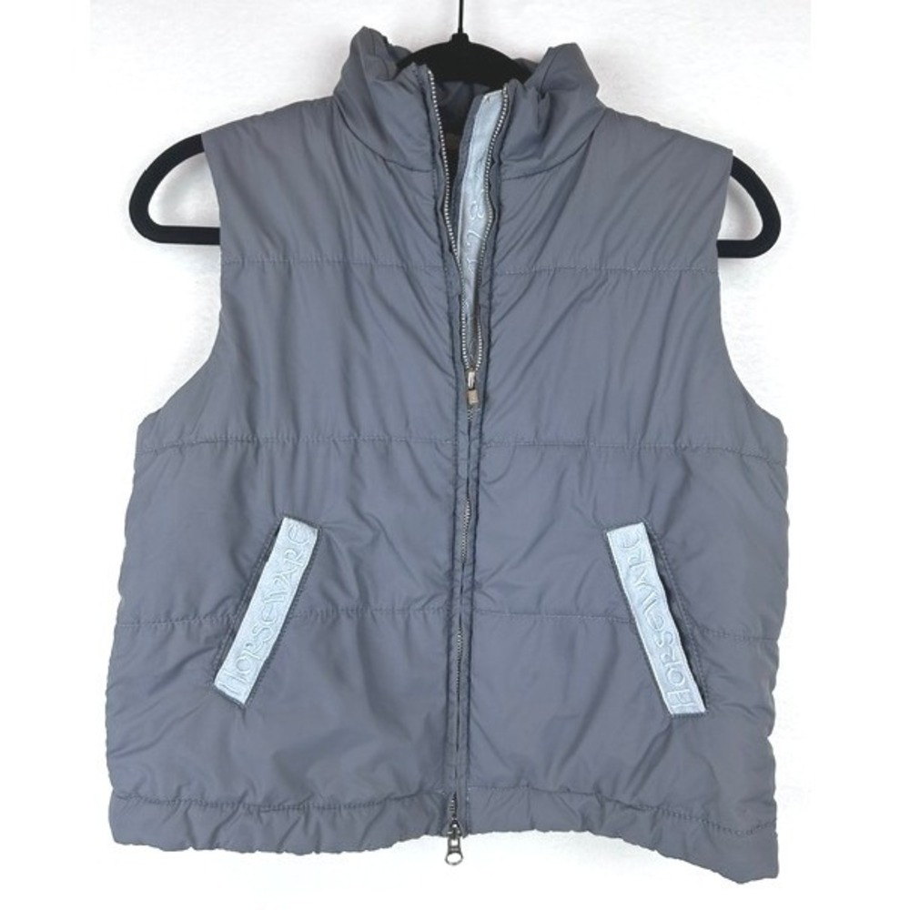 Horseware Ireland Puffer Vest Gray Quilted Full Zip Kids 11-12 Years